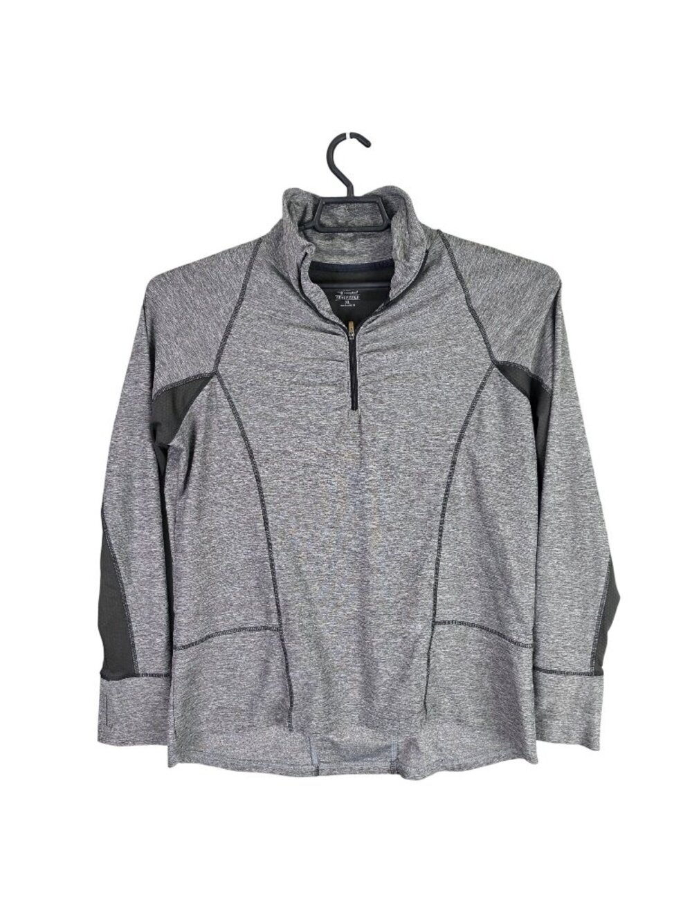 Womens C9 Champion Gray 1/4 Zip Pullover Semi Fitted Long Sleeve Size XL
